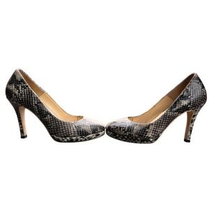 Jimmy Choo Pumps Women 6 Gray Snakeskin Embossed Platform Stiletto